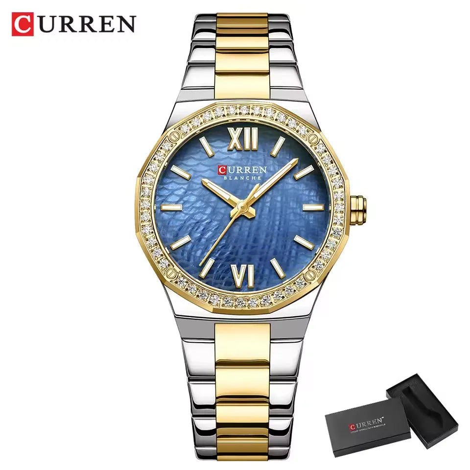 Curren C-9103L Blue Dial Silver Gold Stainless Steel Women's Watch