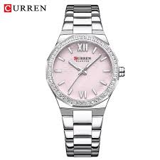Curren C-9103L Pink Dial Silver Stainless Steel Chain Women's Watch
