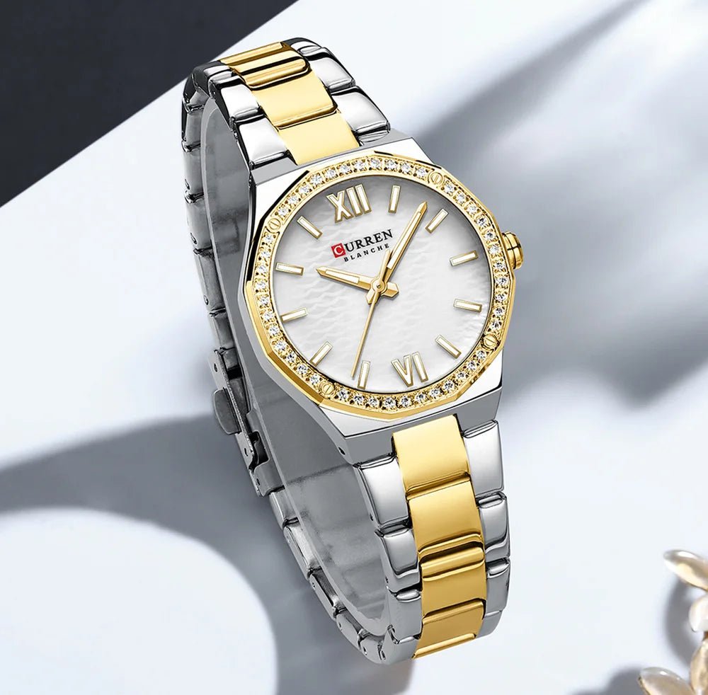 C-9103L Curren White Dial silver/gold Stainless Steel Analog Quartz Women's Watch. - Timecheck
