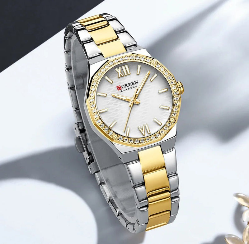C-9103L Curren White Dial silver/gold Stainless Steel Analog Quartz Women's Watch. - Timecheck