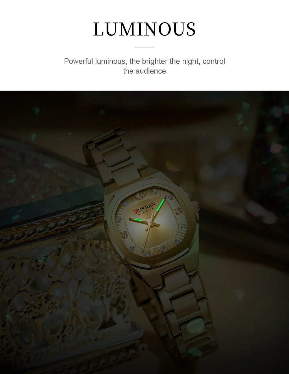C-9104LCurren Golden Dial Golden Stainless Chain Steel Analog Quartz Women's Watch - Timecheck