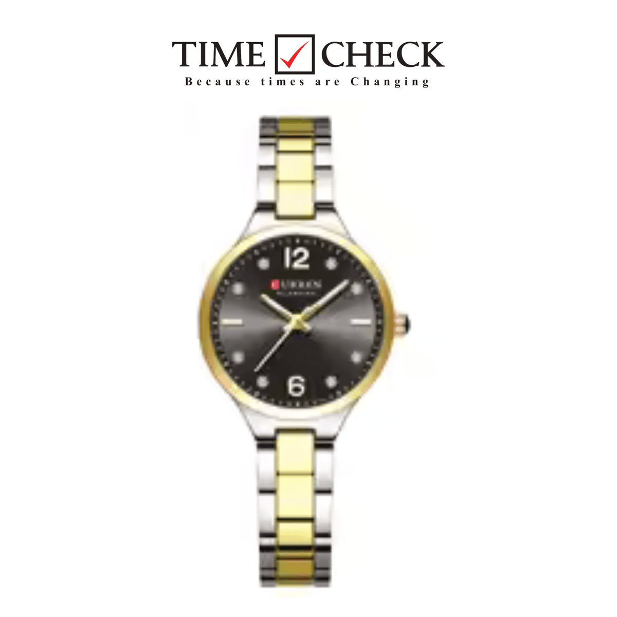 C-9105L Curren Black Dial silver/golden Stainless Steel Analog Quartz Women's Watch. - Timecheck