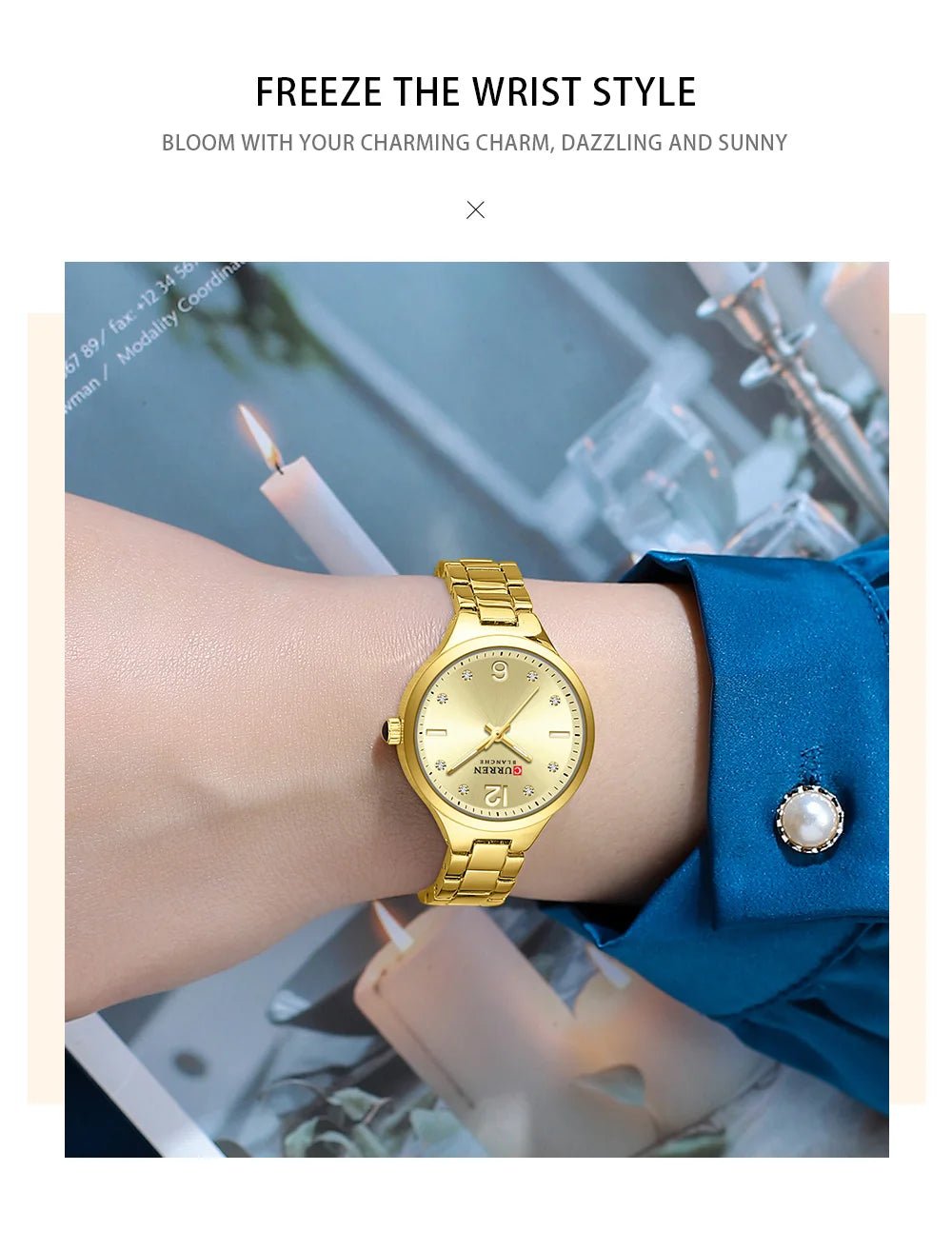 C-9105L Curren golden Dial golden Stainless Steel Analog Quartz Women's Watch. - Timecheck
