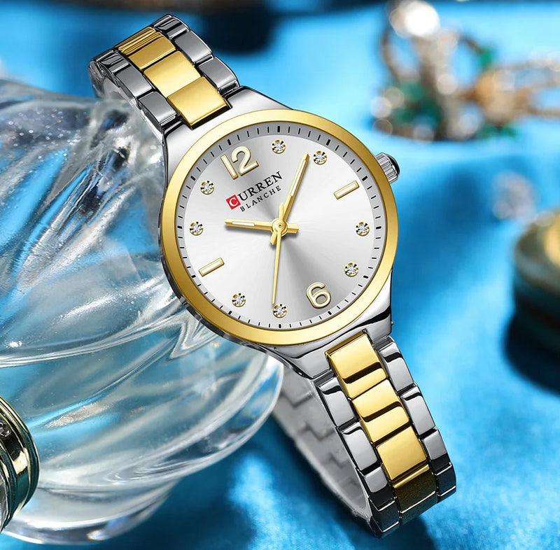 C-9105L Curren White Dial silver/gold Stainless Steel Analog Quartz Women's Watch. - Timecheck