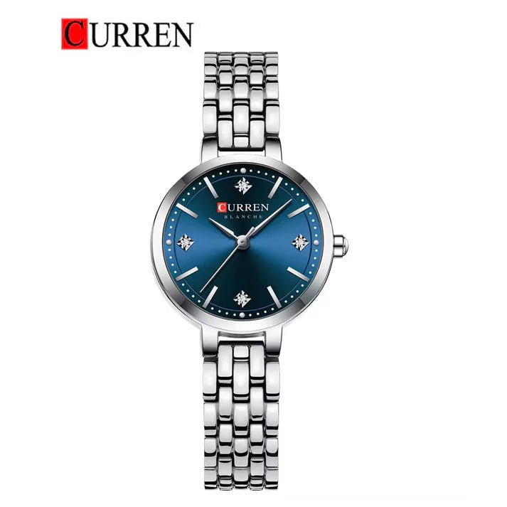 C-9106L Curren Blue Dial & Silver Stainless Steel Chain Analog Quartz Women's Watch. - Timecheck