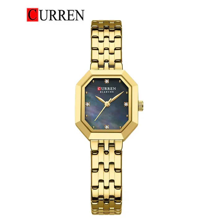 C-9108L Curren Blue Dial Golden Stainless Chain Steel Analog Quartz Women's Watch - Timecheck