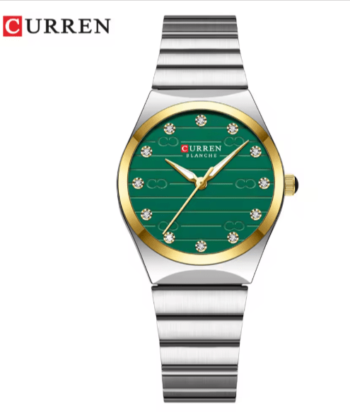 C-9110L Curren green Dial silver Stainless Steel Analog Quartz Women's Watch. - Timecheck