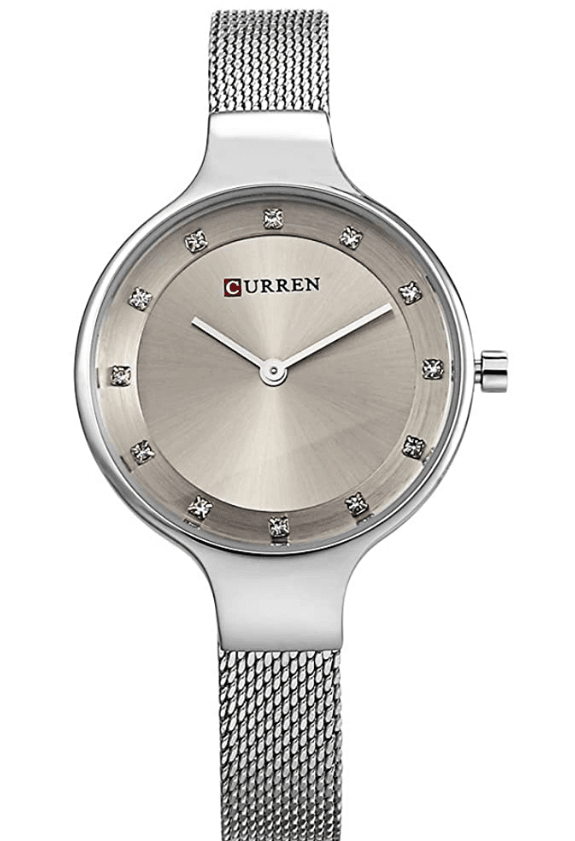C9008L Curren Gray Dial Silver Stainless Chain Steel Analog Quartz Women's Watch. - Timecheck