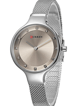 C9008L Curren Gray Dial Silver Stainless Chain Steel Analog Quartz Women's Watch. - Timecheck