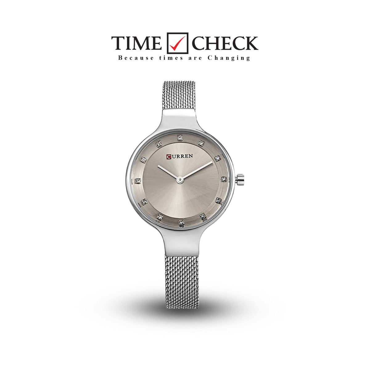 C9008L Curren Gray Dial Silver Stainless Chain Steel Analog Quartz Women's Watch. - Timecheck