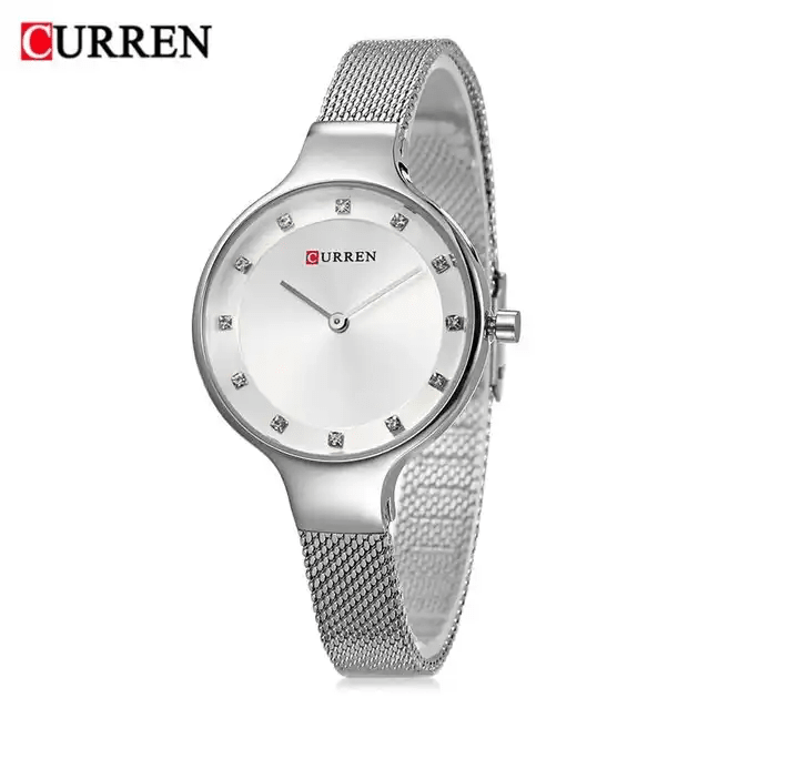 C9008L Curren Silver Dial Silver Stainless Chain Steel Analog Quartz Women's Watch. - Timecheck