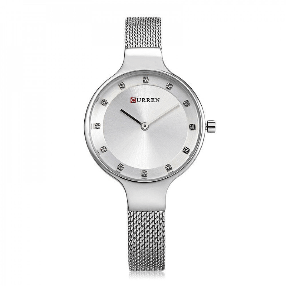 C9008L Curren Silver Dial Silver Stainless Chain Steel Analog Quartz Women's Watch. - Timecheck