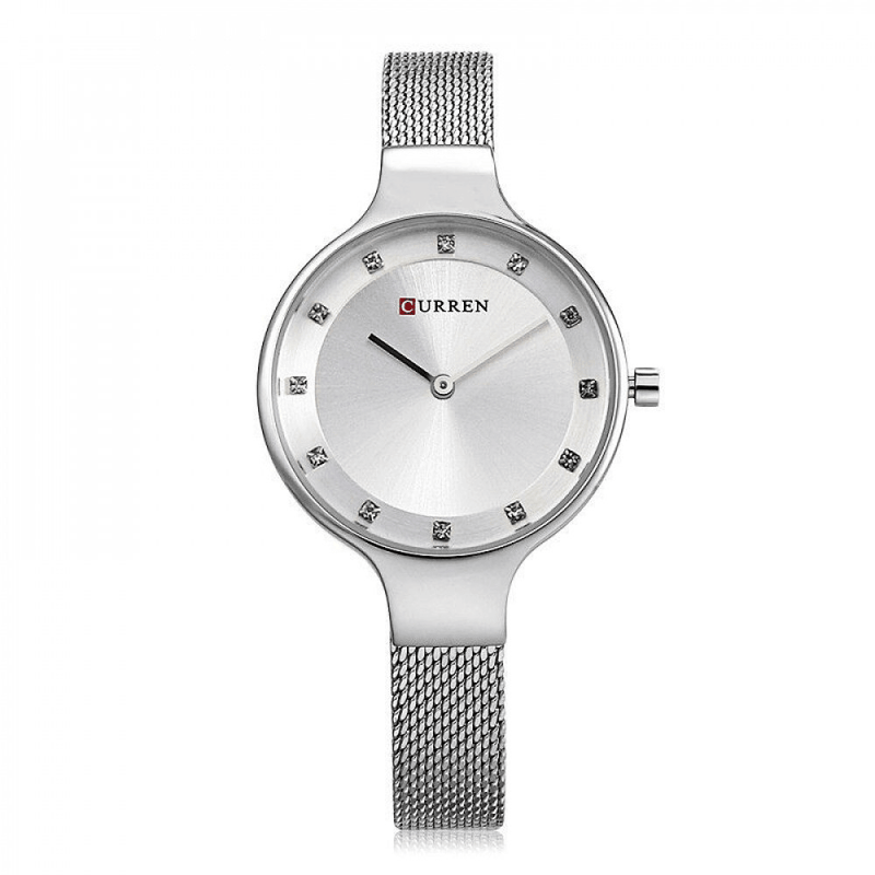 C9008L Curren Silver Dial Silver Stainless Chain Steel Analog Quartz Women's Watch. - Timecheck