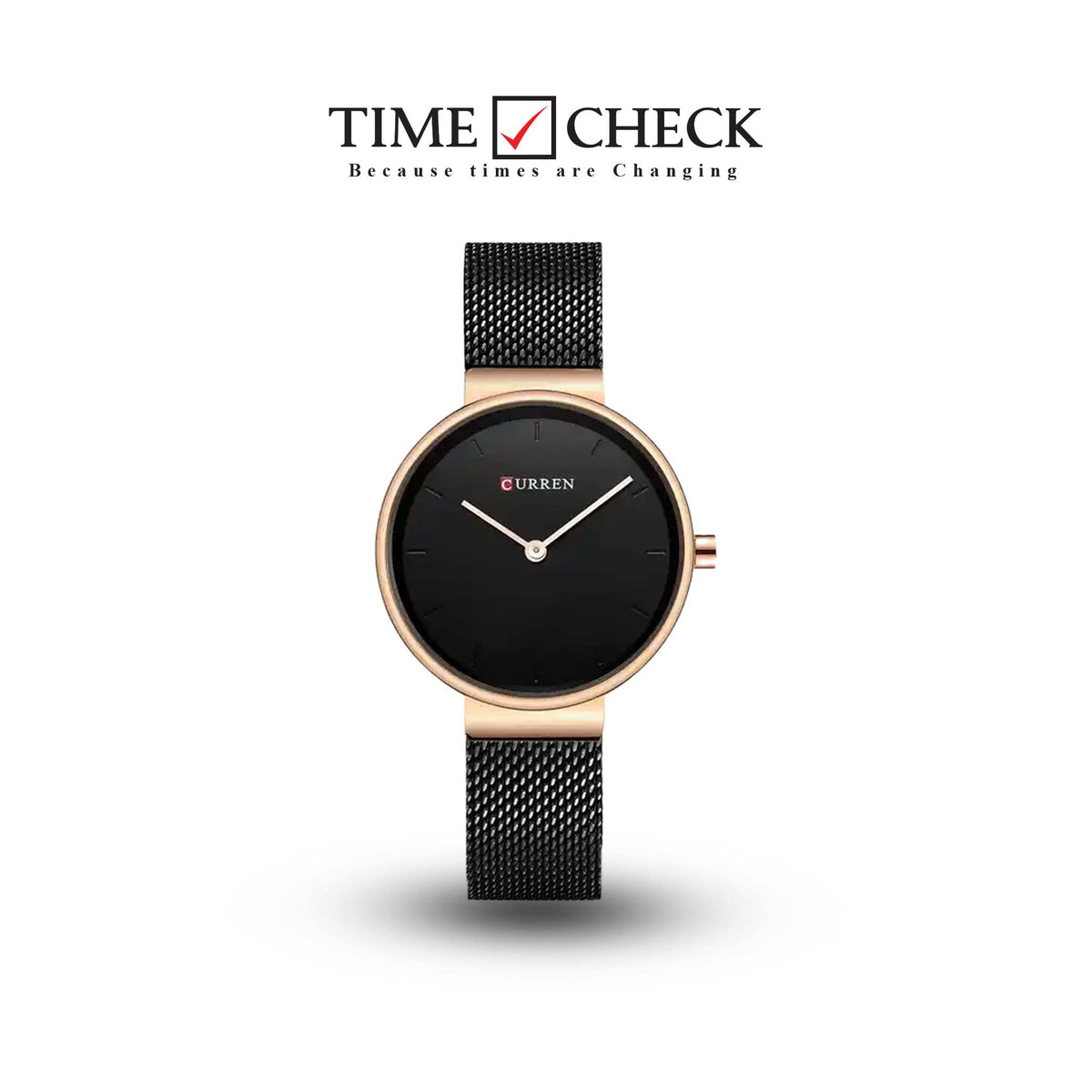 C9016L Curren Black Dial Black Stainless Steel Band Analog Quartz Women's Watch. - Timecheck