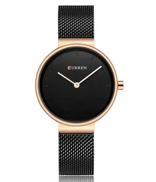 C9016L Curren Black Dial Black Stainless Steel Band Analog Quartz Women's Watch. - Timecheck