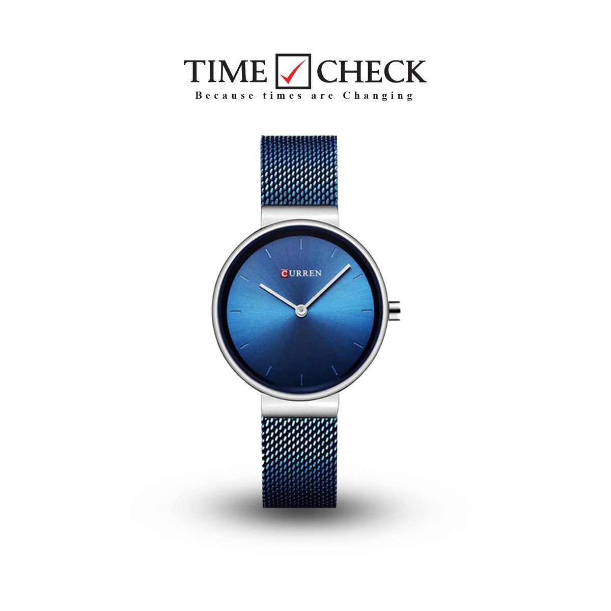 C9016L Curren blue Dial Silver case blue Stainless Steel Band Analog Quartz Women's Watch. - Timecheck