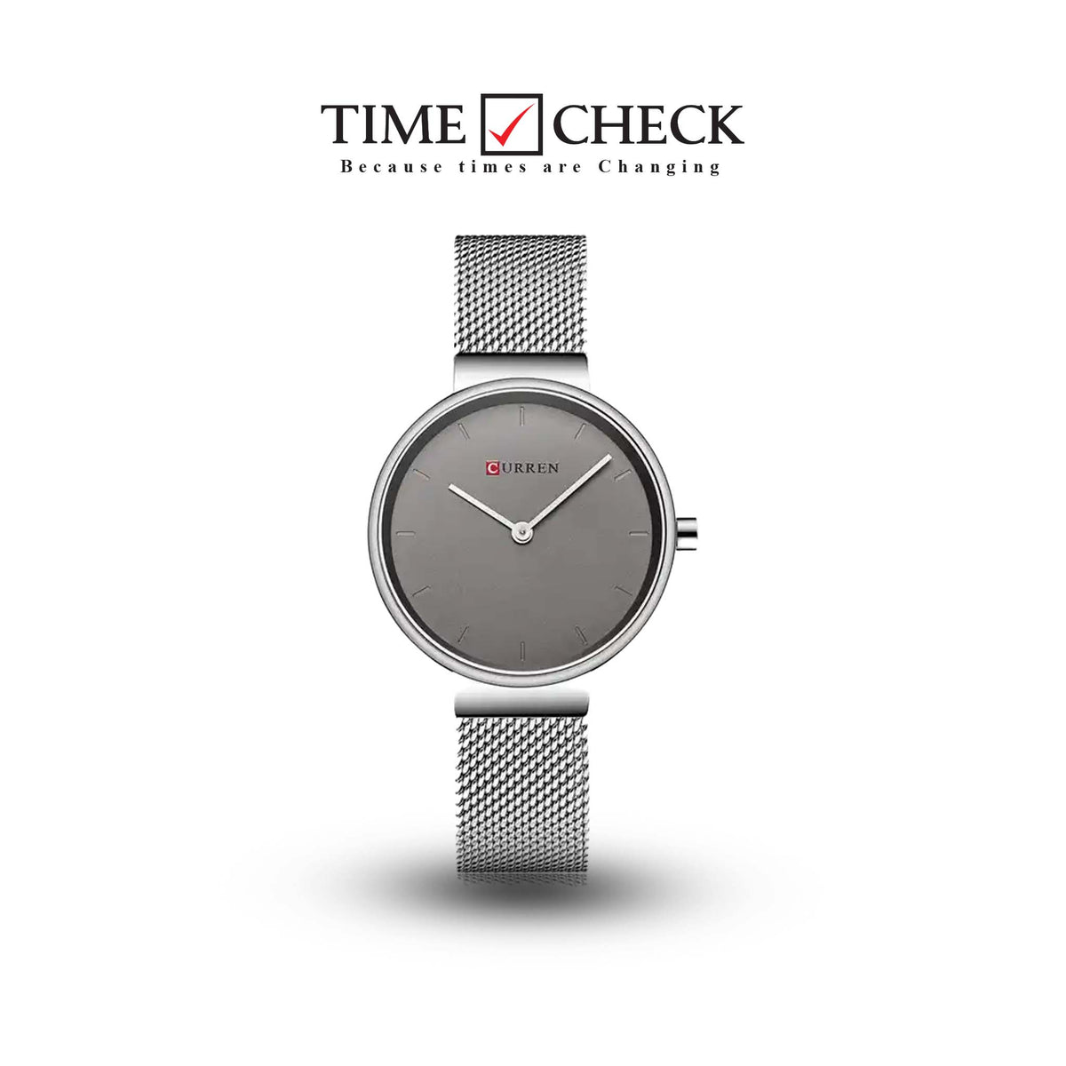 C9016L Curren Gray Dial Silver Stainless Steel Band Analog Quartz Women's Watch. - Timecheck