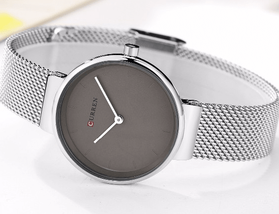C9016L Curren Gray Dial Silver Stainless Steel Band Analog Quartz Women's Watch. - Timecheck