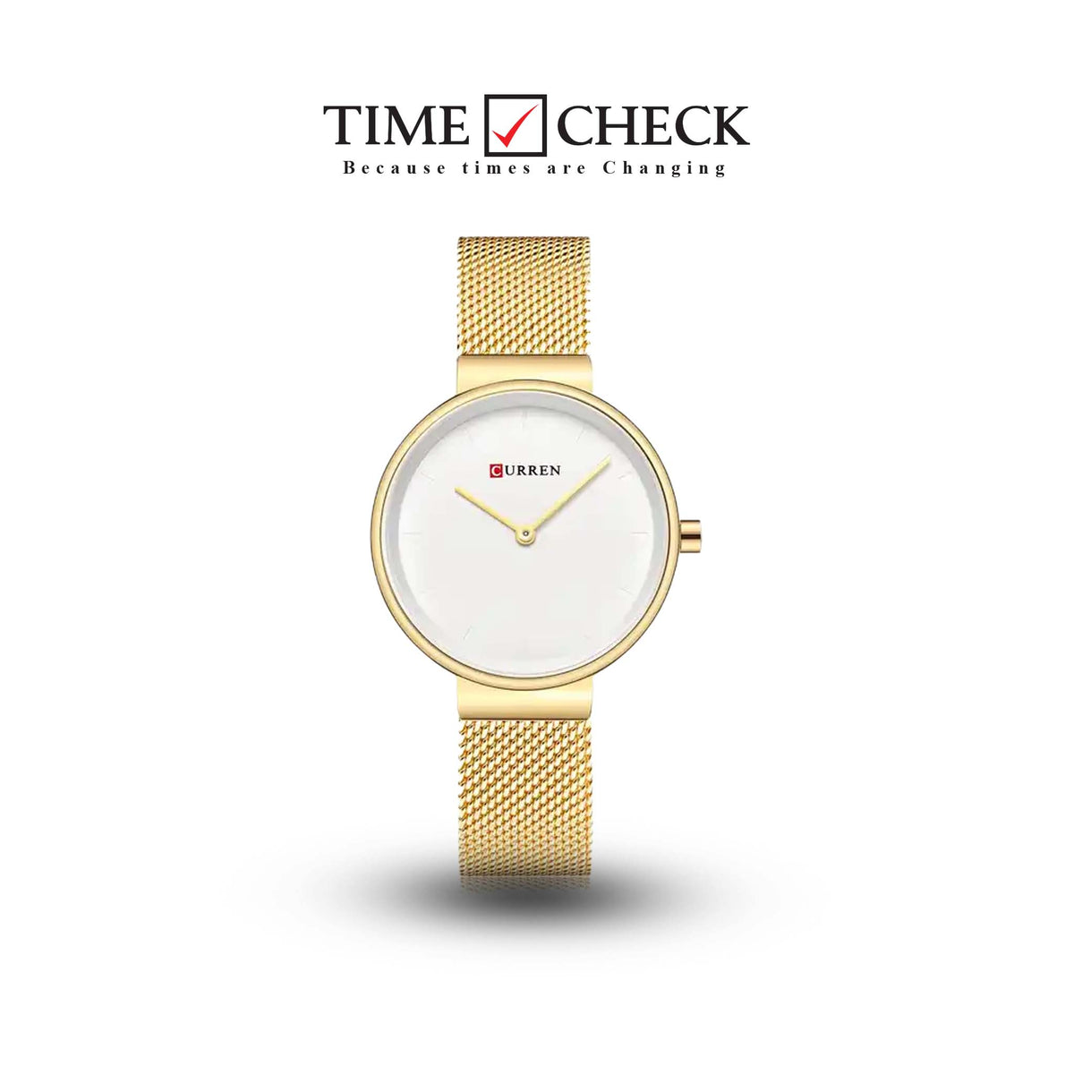 C9016L Curren White Dial Golden Stainless Steel Band Analog Quartz Women's Watch. - Timecheck