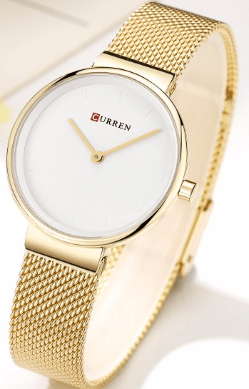 C9016L Curren White Dial Golden Stainless Steel Band Analog Quartz Women's Watch. - Timecheck