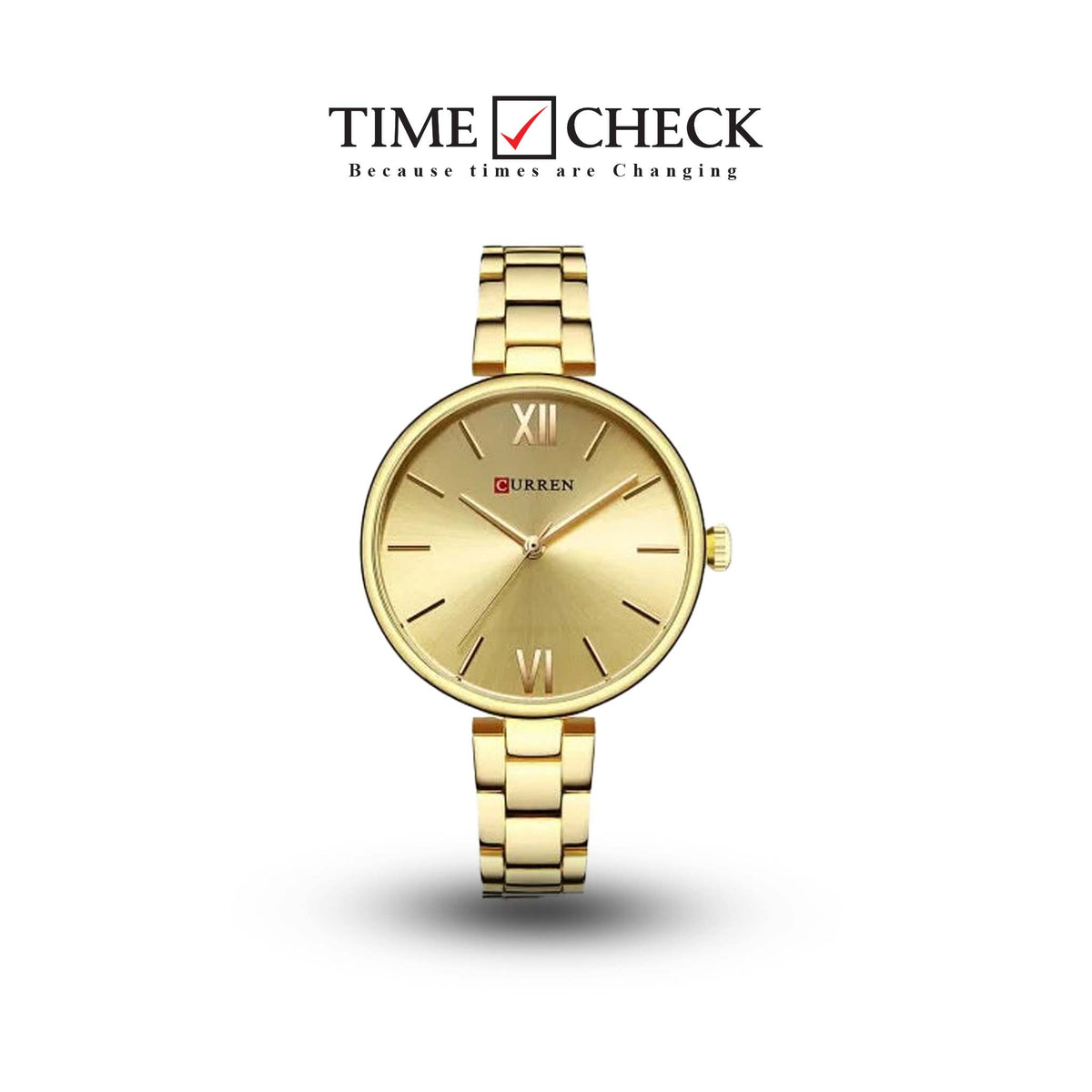 C9017L Curren golden Dial & golden Stainless Steel Chain Analog Quartz Women's Watch. - Timecheck