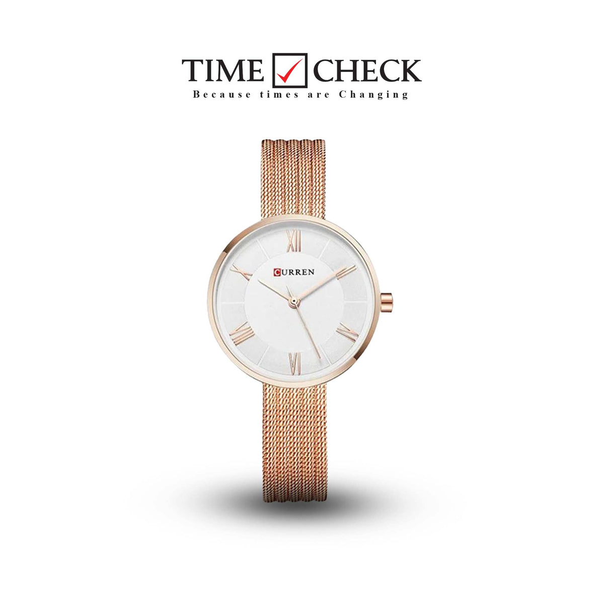 C9020L Curren White Dial rose gold Stainless Steel Band Analog Quartz Women's Watch. - Timecheck