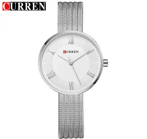 C9020L Curren White Dial Silver Stainless Steel Band Analog Quartz Women's Watch. - Timecheck