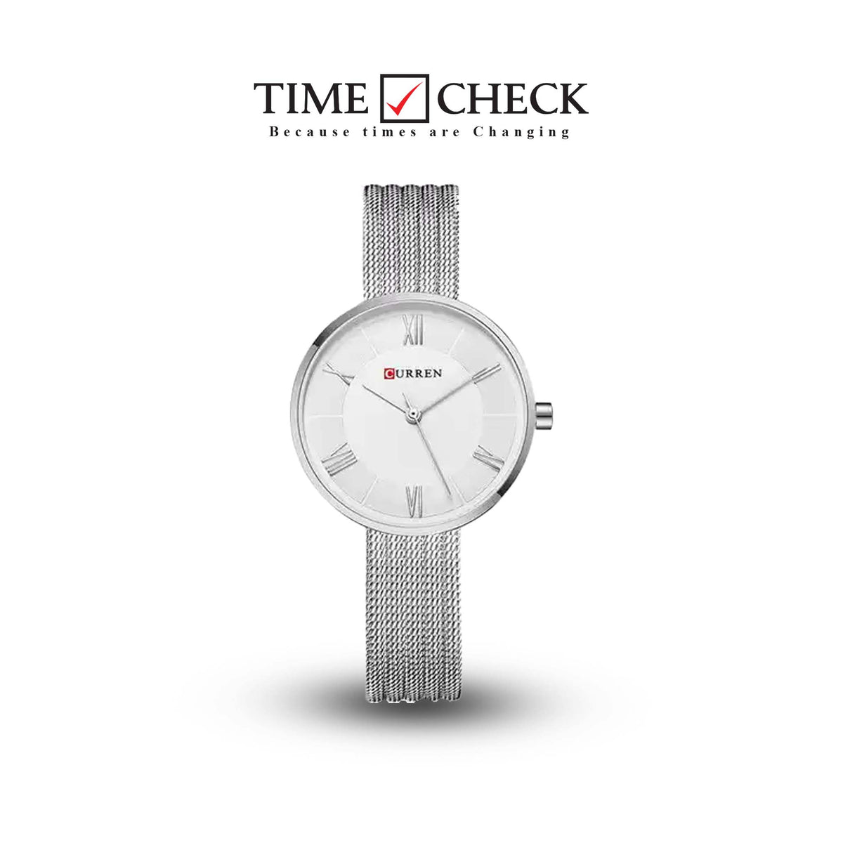C9020L Curren White Dial Silver Stainless Steel Band Analog Quartz Women's Watch. - Timecheck