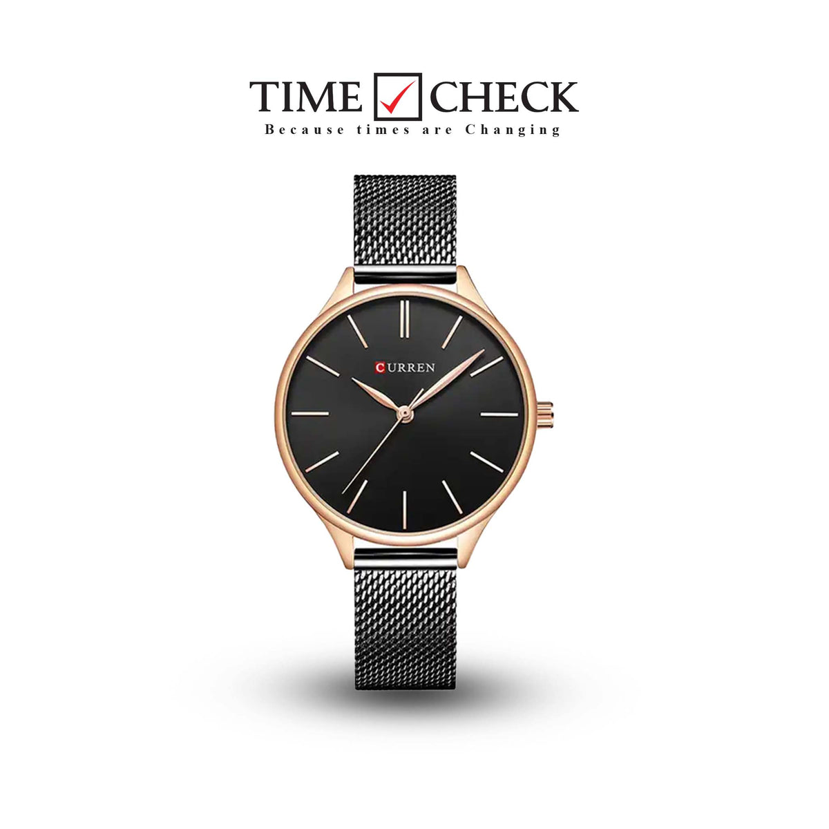 C9024L Curren Black Dial Black Stainless Steel Chain Analog Quartz Women's Watch. - Timecheck