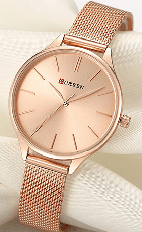 C9024L Curren Rose-gold Dial & Stainless Steel Chain Analog Quartz Women's Watch. - Timecheck