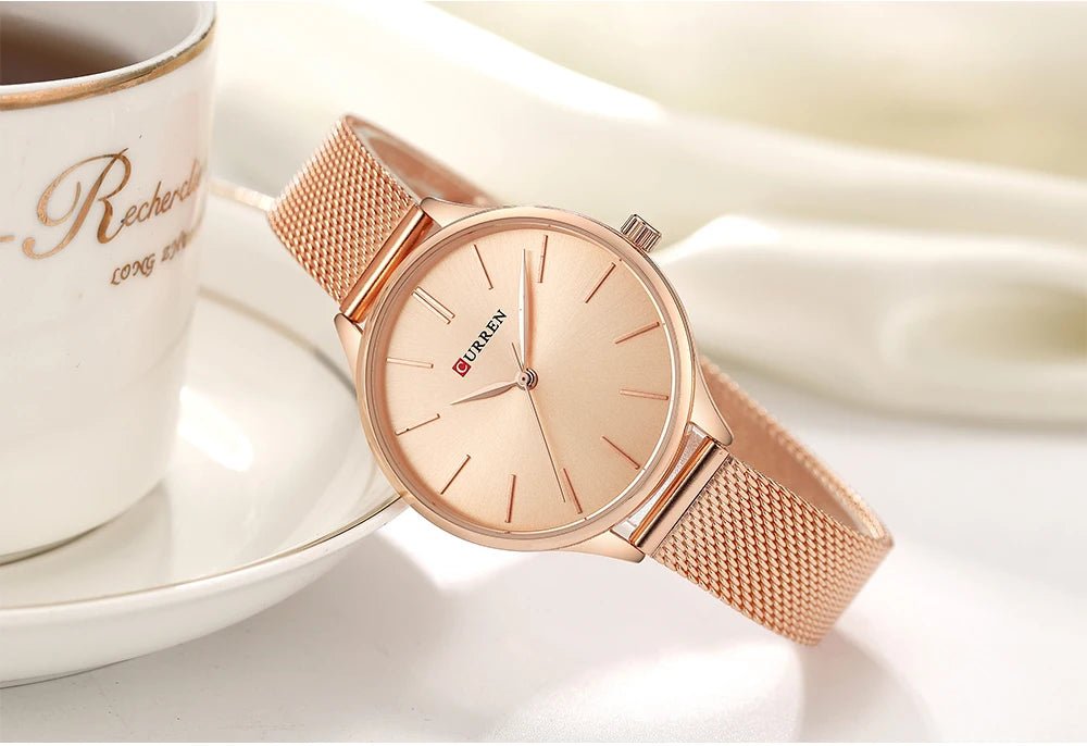 C9024L Curren Rose-gold Dial & Stainless Steel Chain Analog Quartz Women's Watch. - Timecheck