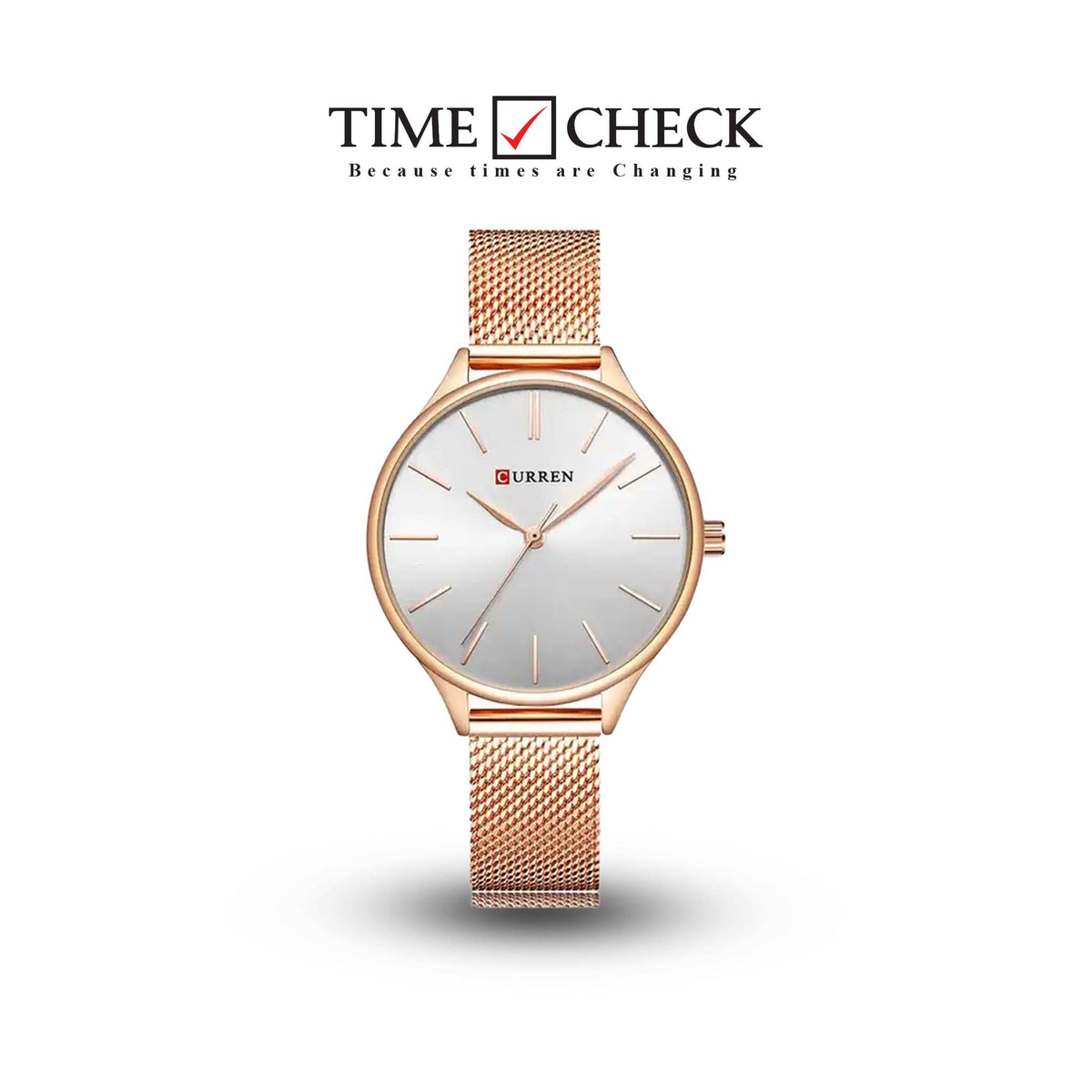 C9024L Curren Silver Dial Rose-gold Stainless Steel Chain Analog Quartz Women's Watch. - Timecheck