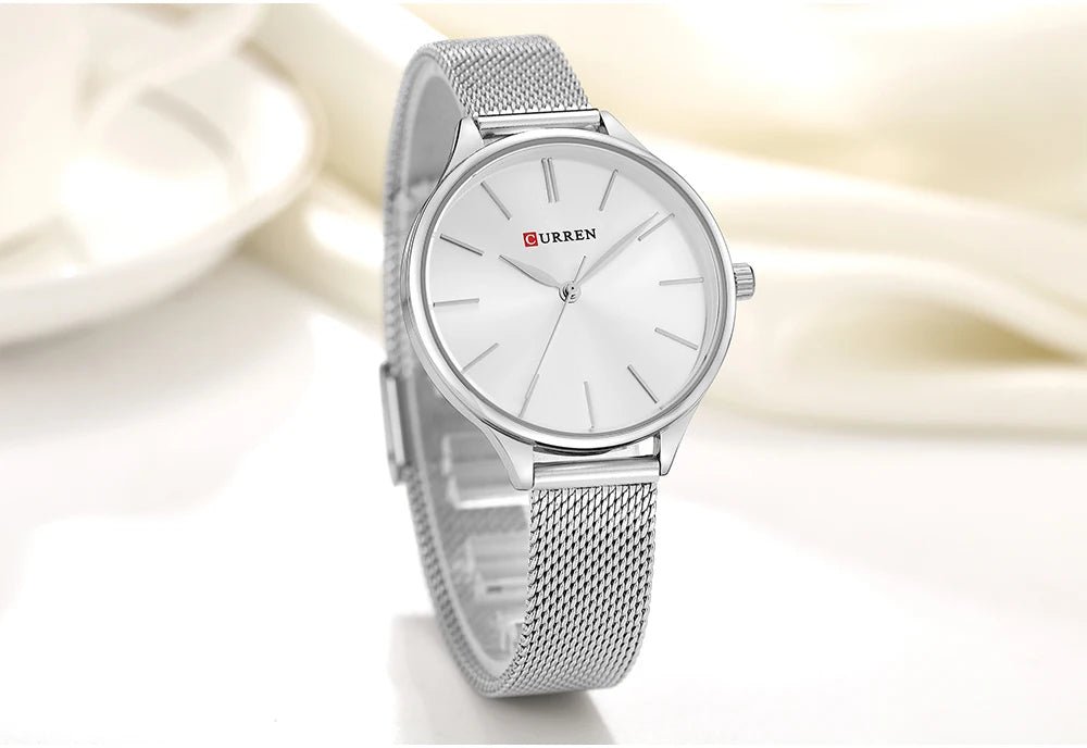C9024L Curren Silver Dial Silver Stainless Steel Chain Analog Quartz Women's Watch. - Timecheck
