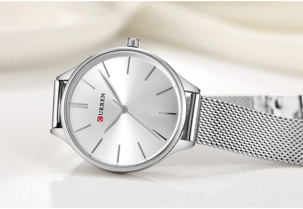 C9024L Curren Silver Dial Silver Stainless Steel Chain Analog Quartz Women's Watch. - Timecheck