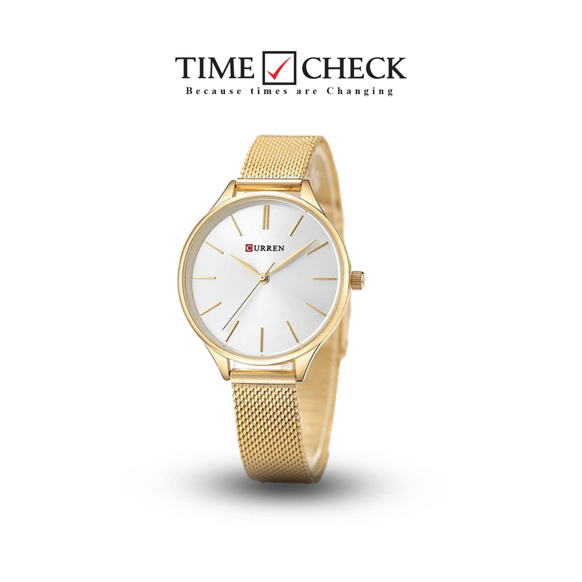 C9024L Curren white Dial & golden Stainless Steel Chain Analog Quartz Women's Watch. - Timecheck
