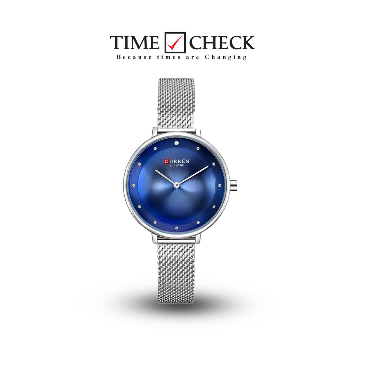 C9029L Curren Blue Dial Silver Stainless Chain Steel Analog Quartz Women's Watch. - Timecheck