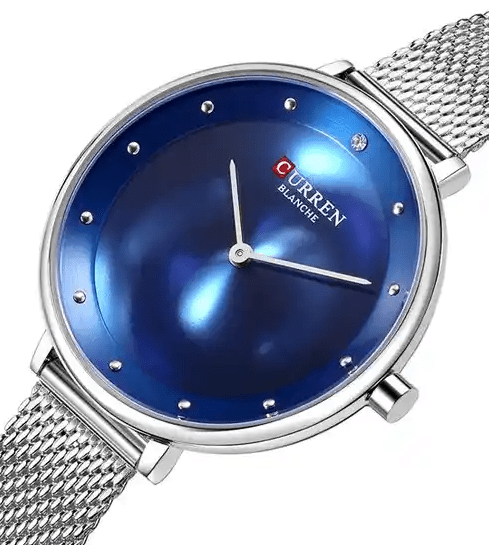 C9029L Curren Blue Dial Silver Stainless Chain Steel Analog Quartz Women's Watch. - Timecheck