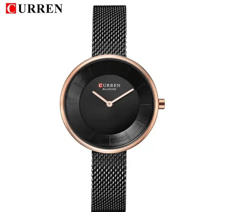 C9030L Curren Black Dial Black Stainless Steel Band Analog Quartz Women's Watch. - Timecheck