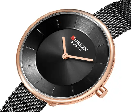 C9030L Curren Black Dial Black Stainless Steel Band Analog Quartz Women's Watch. - Timecheck