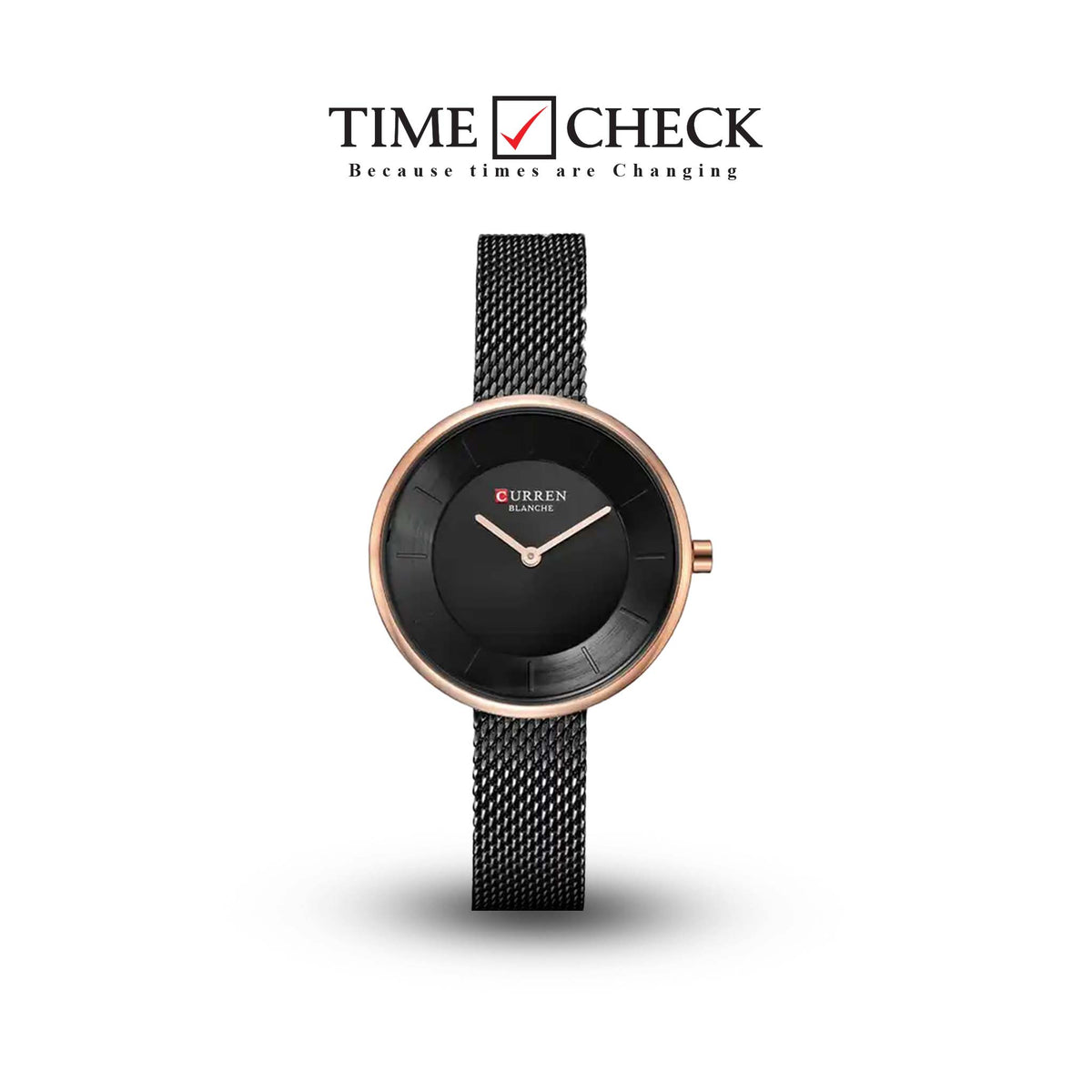C9030L Curren Black Dial Black Stainless Steel Band Analog Quartz Women's Watch. - Timecheck