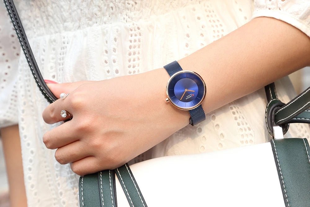 C9030L Curren Blue Dial Blue Stainless Steel Band Analog Quartz Women's Watch. - Timecheck