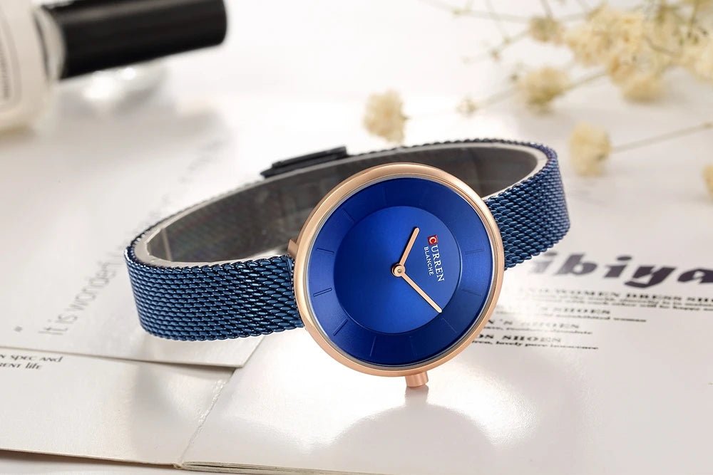C9030L Curren Blue Dial Blue Stainless Steel Band Analog Quartz Women's Watch. - Timecheck