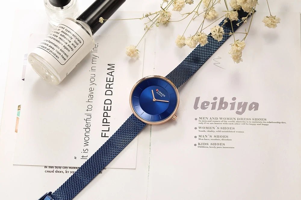 C9030L Curren Blue Dial Blue Stainless Steel Band Analog Quartz Women's Watch. - Timecheck