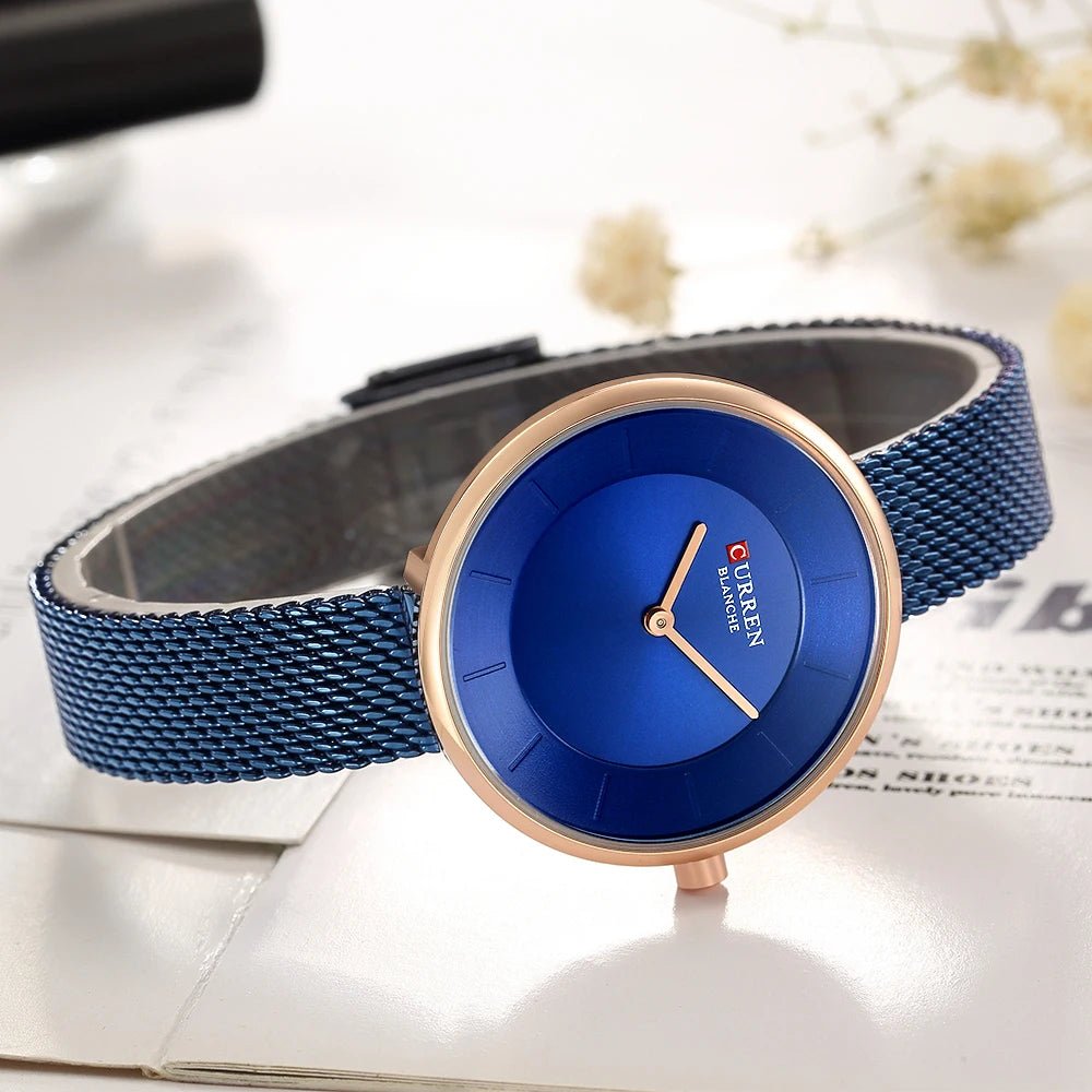 C9030L Curren Blue Dial Blue Stainless Steel Band Analog Quartz Women's Watch. - Timecheck
