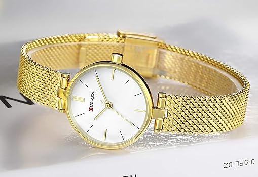 C9038L Curren white Dial GOLDEN Stainless Steel Chain Analog Quartz Women's Watch. - Timecheck