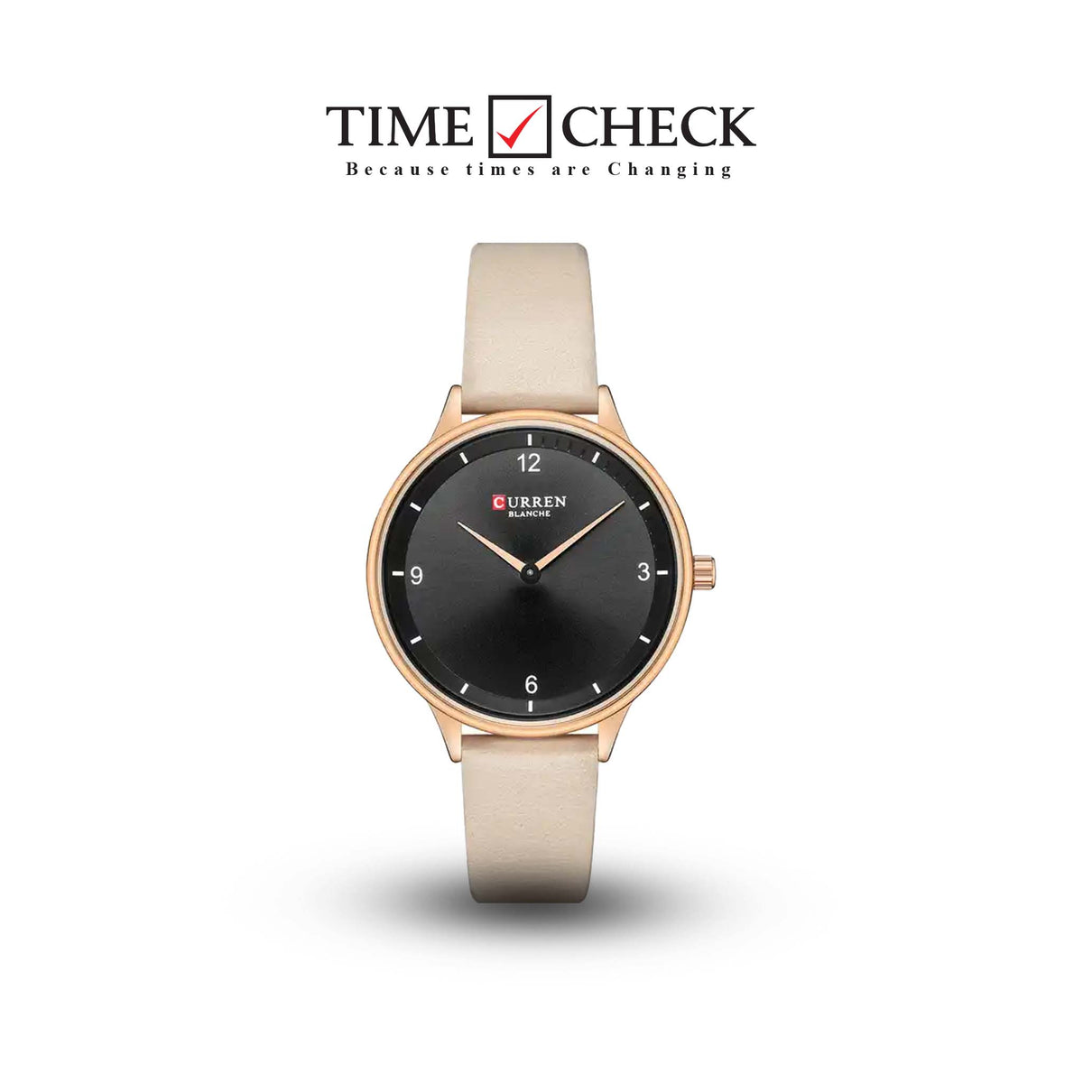 C9039L Curren Black Dial Peech Leather Strap Analog Quartz Women's Watch. - Timecheck