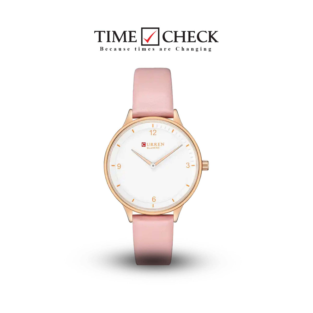 C9039L Curren White Dial Pink Leather Strap Analog Quartz Women's Watch. - Timecheck