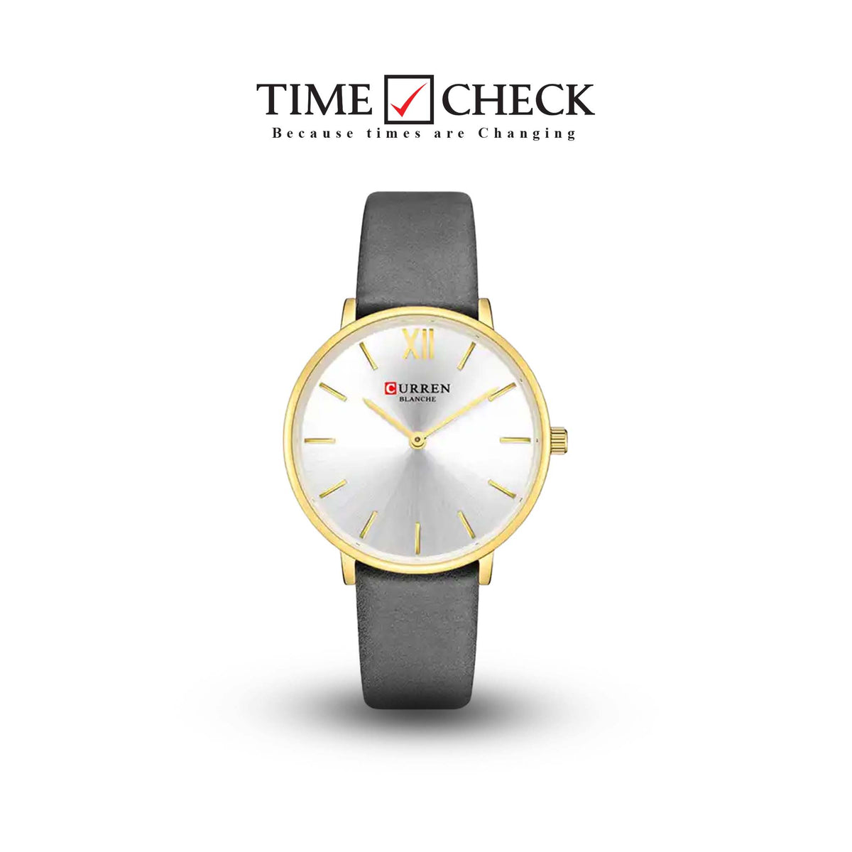 C9040L Curren Silver Dial Gray Leather Strap Analog Quartz Women's Watch. - Timecheck