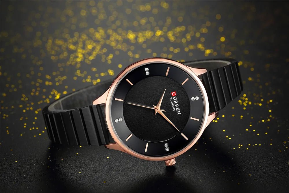 C9041L Curren Black Dial Black Stainless Chain Steel Analog Quartz Women's Watch. - Timecheck