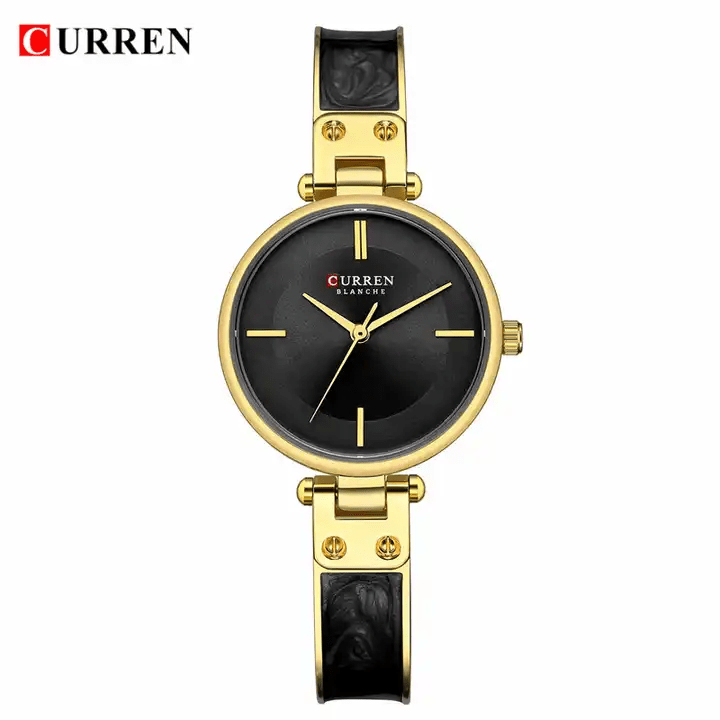 C9058L Curren Black Dial Black Stainless Chain Steel Analog Quartz Women's Watch. - Timecheck